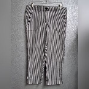 Chico's Black & White Striped Cropped Pants